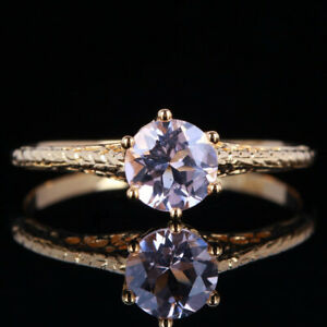 【送料無料】ネックレス　ピンクビンテージｋイエローゴールドリング6mm round genuine pink morganite engagement vintage 10k yellow gold fine ring