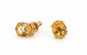 【送料無料】ネックレス　イエローゴールドオーバルシトリンクォーツスタッドイヤリング10k yellow gold oval citrine quartz gemstone stud earrings｜hokushin