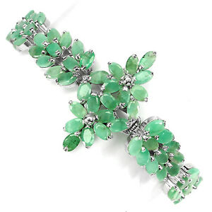【送料無料】ネックレス　エメラルドデザイナー7スターリング925sterling silver 925 genuine natural green emerald designer bracelet 7 inches