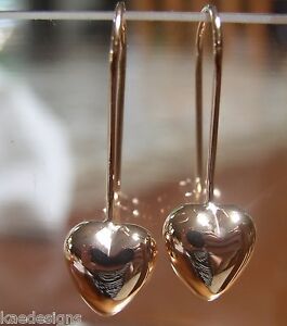 【送料無料】ネックレス ローズゴールドフックイヤリングkaedesigns 9ct rose gold dangle puffed heart long hooks earrings|hokushin