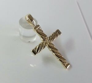 【送料無料】ネックレス　ゴールドソリッドクロスペンダントグラム9ct gold patterned solid cross pendant hallmarked 28 grammes