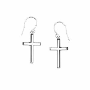 【送料無料】ネックレス kホワイトゴールドクロスドロップイヤリング14k white gold shiny cross drop earrings|hokushin