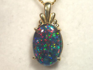 【送料無料】ネックレス　オパールペンダント14ctイェローゴールド5851．opal pendant 14ct yellow gold triplet 5851