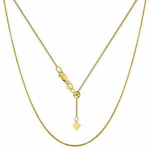 【送料無料】ネックレス　イエローゴールドボックスチェーンインチ14k yellow gold adjustable box chain, width 07mm, lenght 22 inch
