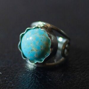 【送料無料】ネックレス wgデザイナートルコカボションステートメント925ounusual wamp;g designer large turquoise cabochon ornate statement ring 925 silver o|hokushin