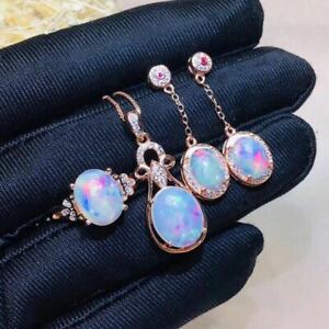 【送料無料】ネックレス　オパールスターリングシルバーメッキローズゴールドペンダントリングイヤリング listingnatural colored opal 925 silver sterling plated rose gold pendant ring earrin