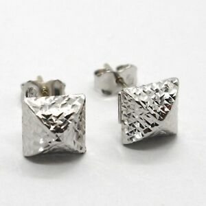 【送料無料】ネックレス ハンマーホワイトゴールドイアリング750 18kwhite gold earrings 750 18k square,finely machined,hammered|hokushin