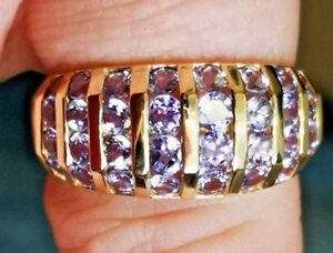 【送料無料】ネックレス　タンザナイトクラスタリングイェローゴールドlestunning tanzanite cluster fashion ring, fully uk hallmarked yellow gold le