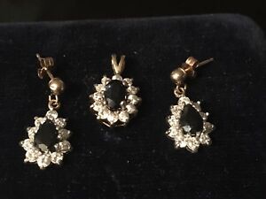 【送料無料】ネックレス　サファイア9 kイアリングfsapphire 9 k earrings and pendent fs