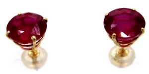 【送料無料】ネックレス イエローゴールドスタッドruby studs 8 mm round yellow gold|hokushin