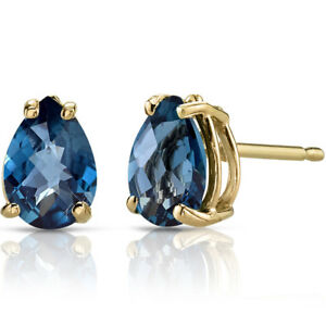 【送料無料】ネックレス　14kイェローゴールド12 ctロンドントパーズピアスイヤリングナシ7x5mmカット14k yellow gold 12 ct london blue topaz stud earrings pear cut 7x5mm
