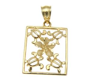【送料無料】ネックレス　solid 14k yellow gold hawaiian plumeria flower4honu turtle charm pendantsolid 14k yellow gold hawaiian plumeria flower 4 h 32,487円