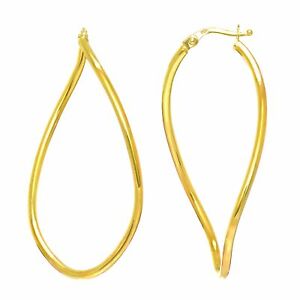 【送料無料】ネックレス　イエローゴールドツイストオーバルフープイヤリング14k yellow gold twisted oval infinity hoop earrings