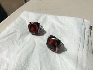 【送料無料】ネックレス　オレンジシルバーイヤリングamber and silver earrings｜hokushin