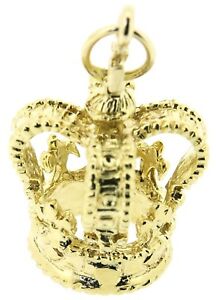 【送料無料】ネックレス　イエローゴールドソリッドビンテージペンダント9ct yellow gold queens coronation crown charm large solid 3d vintage pendants｜hokushin
