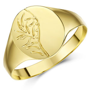 【送料無料】ネックレス リングイエローゴールドリングパターンリング9ct signet ring yellow gold ring oval shape engraved pattern detail ring|hokushin