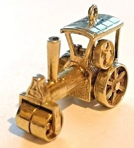 【送料無料】ネックレス　スチームローラートションエンジンクラシックゴールドsteam roller, traction engine classic 9ct gold charm worldwide shipping cc