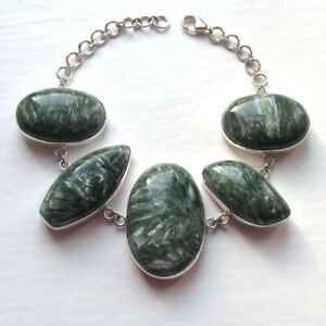 【送料無料】ネックレス　スターリングシルバーブレスレットchunky seraphinite bracelet in sterling silver