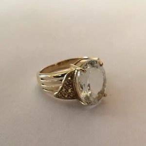 【送料無料】ネックレス　レディースイエローゴールドゴールデントパーズリングサイズgtv hallmarked ladies 9ct 9k yellow gold oval white golden topaz ring size n｜hokushin