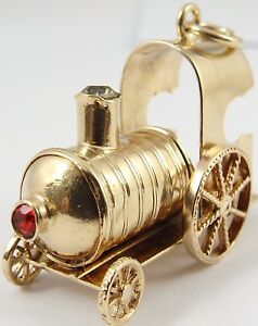 【送料無料】ネックレス　ソリッドゴールドビンテージペンダントフォブグラムheavy hallmarked 9ct solid gold vintage train charm, pendant or fob 74 grams｜hokushin