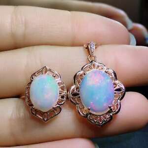 【送料無料】ネックレス　オパールスターリングシルバーメッキローズゴールドペンダントリングセットnatural iron opal 925 silver sterling plated rose gold pendant ring set chian