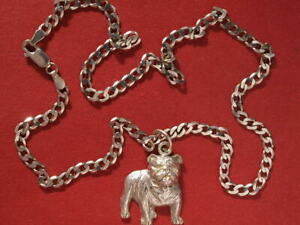 【送料無料】ネックレス　9ct1310グラム9ctホワイトゴールドブルドッグペンダント9ct white gold bulldog pendant on 9ct gold curb chain 1310 grams