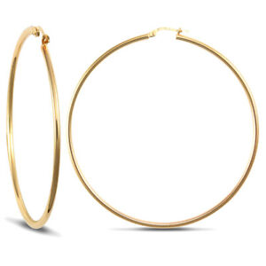【送料無料】ネックレス　レディースイエローゴールドｍｍフープイヤリングladies 9ct yellow gold polished 2mm hoop earrings 65mm