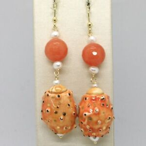【送料無料】ネックレス マダラフルマカモメイェローゴールドイアリング750 18k1イタリアyellow gold earrings 750 18k with pearls pintado a mano ceramic made in italy