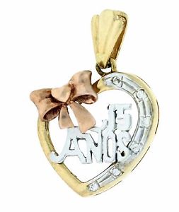 【送料無料】ネックレス 14k315anosハートczペンダントdije corason oro29x18mm14k 3 tone gold sweet 15 aos heart cz pendant charm dije corason oro 29x18mm