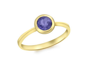 【送料無料】ネックレス イエローゴールドラウンドアイオライトリング9ct yellow gold round iolite ring