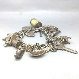【送料無料】ネックレス　vintagefully loaded 925solid sterling*16charms* bracelet 1660vintage fully loaded 925 solid sterling silver *16 charms* br 50,388円