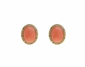 【送料無料】ネックレス　カボションピンクコーラルスタッドポストイヤリングｋイエローゴールドgenuine natural oval cabochon pink coral stud post earrings 14k yellow gold 31,187円