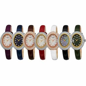 【送料無料】　腕時計　burgi bur234スワロフスキーエナメル womens burgi bur234 swarovski crystal oval patent leather strap watch