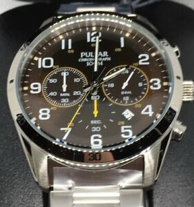 【送料無料】　腕時計　100mパルサークロノグラフステンレスpt3843x1pulsar chronograph stainless steel 100m boxed pt3843x1｜hokushin
