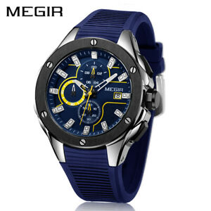 【送料無料】 腕時計 megirクロノグラフシリコーンクオーツclmegir men sport watch chronograph silicone strap quartz army military watches cl