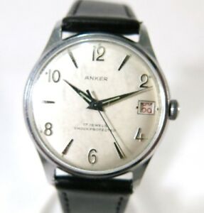 【送料無料】　腕時計　ankerスイス17jワーキングanker hand winding watch 17j date swiss made mens working｜hokushin 19,695円