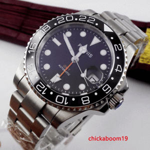 【送料無料】　腕時計　40mmパーニスschwarzes zifferblatt saphirglas gmt40mm parnis schwarzes zifferblatt saphirglas gmt automatic movement herren wat