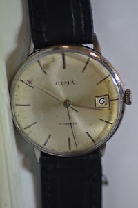 【送料無料】　腕時計　スイスカレンダーメンズolma ~17j rare calas 1703 swiss old c1960s date calendar mens wristwatch