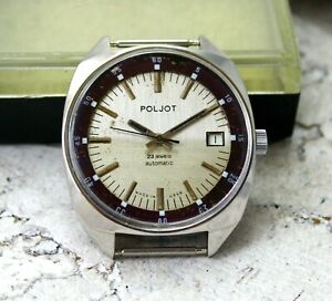 【送料無料】　腕時計　poljotmensi mchzサービス23jヴィンテージussrカレンダーpoljot automatic mens wrist watch i mchz calendar 23 j vintage ussr serviced｜hokushin