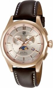 【送料無料】 腕時計 スイスクォーツクロノムーンフェイズレザーストラップローズゴールドs coifman mens luxury swiss quartz chrono moon phase leather strap rose gold