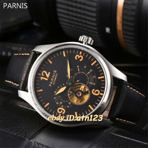 【貨物輸送無料】 ウオッチ レザーストラップスケルトンメンズ44粍 parnis leather strap skeleton miyota automatic movement mens wrist watch
