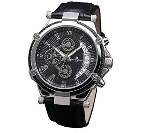 【貨物輸送無料】 ウオッチ クロノグラフベルトsalvatore marra men watch chronograph leather belt sm181bk
