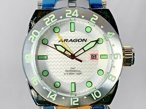 【送料無料】　腕時計　アラゴンステンレススチールブレスレットaragon 48mm silver millipede quartz gmt stainless steel bracelet watch｜hokushin 29,887円