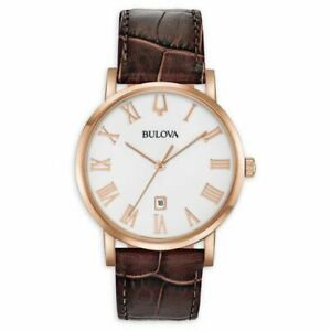 【貨物輸送無料】 ウオッチ メンズアメリカンクリッパーローズゴールドトーンウォッチbulova 97b184 mens american clipper rose gold tone brown leather 40粍 watch