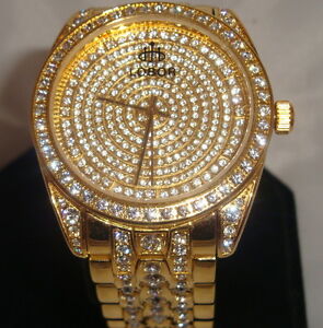【貨物輸送無料】 ウオッチ loborスイスクオーツgoldgermany ice blingmens lobor watch swiss quartz gold plated water resistant germany ice bling