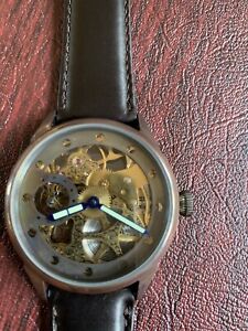 【貨物輸送無料】 ウオッチ 42粍カスタム入れものswiss preイータユナイタス6497custom flame blued 42粍 case swiss pre eta unitas 6497 skeleton watch