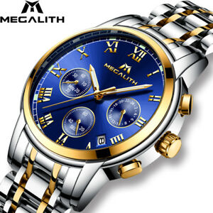 【送料無料】　腕時計　ステンレススチールスポーツクロノグラフウォッチmen waterproof stainless steel luxury wrist watch sport chronograph watches date 15,385円