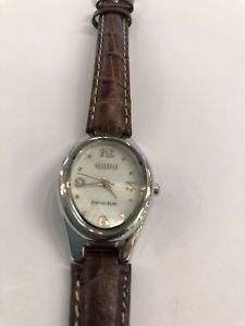 【送料無料】　腕時計　パールブラウンレザーストラップスターリングシルバーウォッチecclissi sterling silver mother of pearl brown leather strap quartz watch