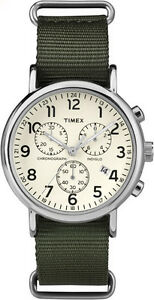 【送料無料】　腕時計　ウィークエンダーナイロンウォッチクロノグラフtimex tw2p71400, weekender green nylon watch, chronograph, date, indiglo