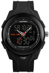 【送料無料】　腕時計　アクアフォースデュアルタイムデジタルアナログｍaqua force dual time digitalanalog tactical combat watch 50m water resistant